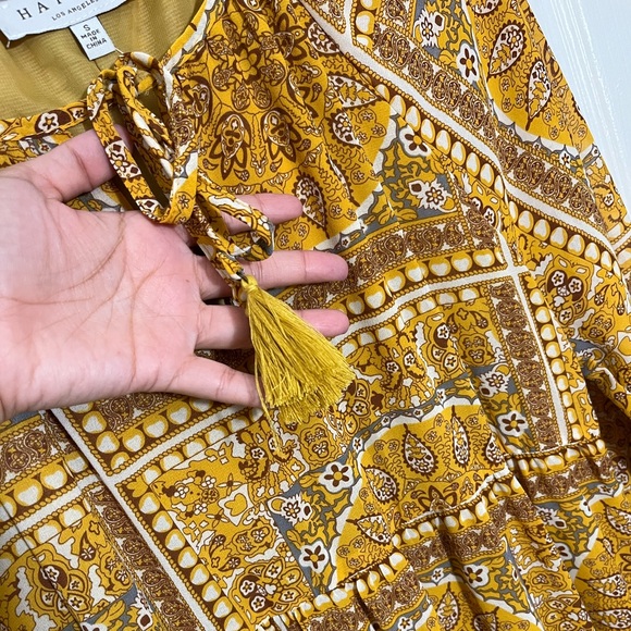 NWOT HAYDEN LA Mustard Quilted Mandala Print Woven Maxi Dress | size Small - Picture 4 of 15